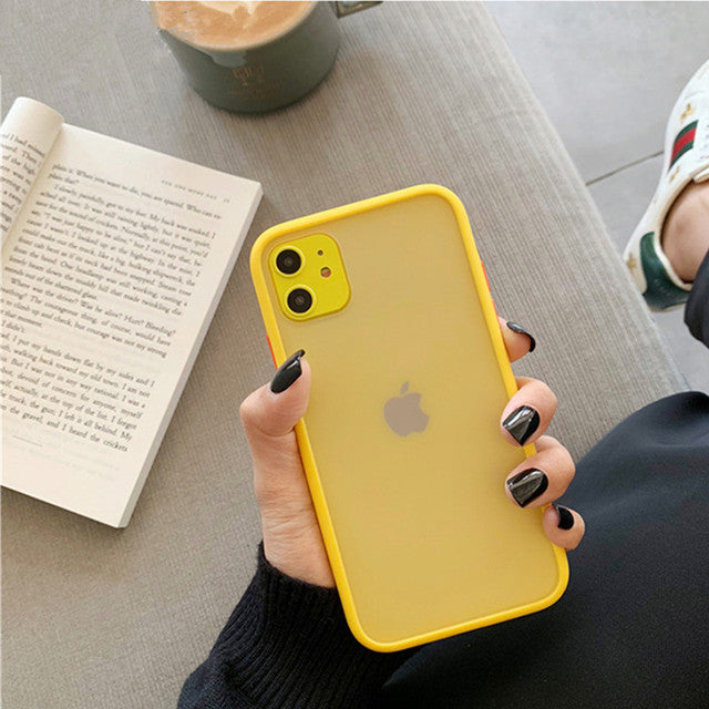 Hybrid Simple Matte Bumper Phone Case for iPhone (Multiple Options Available)