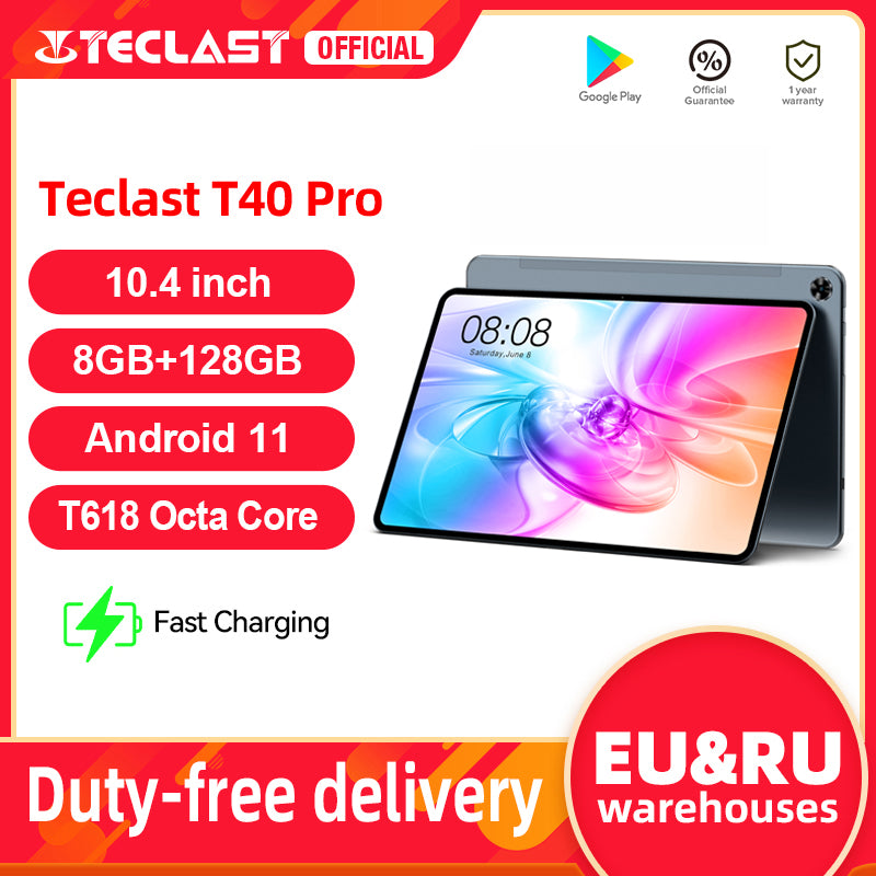 Tablette Teclast M40 10.1'' 1920x1200 Réseau 4G UNISOC T618 Octa Core 6 Go RAM 128 Go ROM Tablettes PC Android 10 Double Wifi Type-C